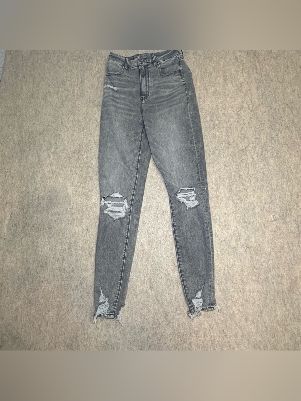 American Eagle Outfitters High-Rise Distressed Grey Jeans size 2